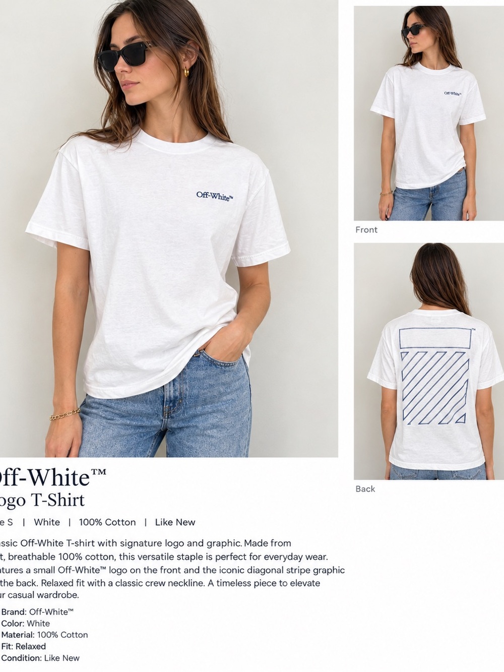 Off-White White Logo Graphic Short Sleeve Tee
